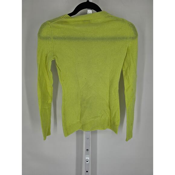 barneys New York Womens Sz XS 100% Cashmere Sweater Bright Yellow *STAIN* - Picture 4 of 4